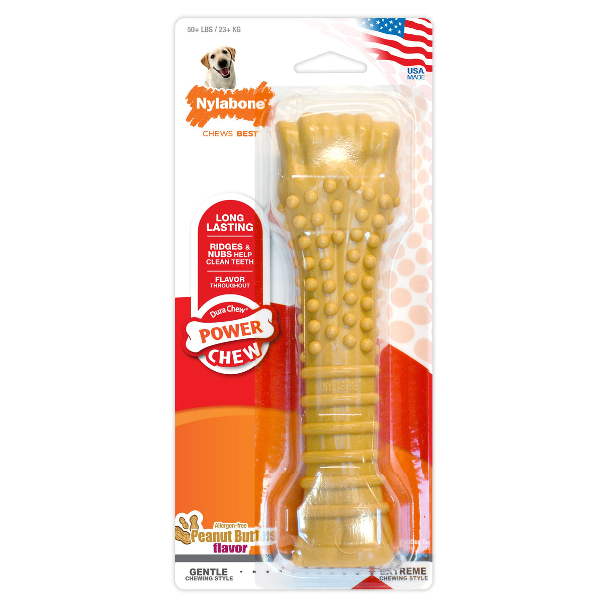 Nylabone Power Chew Textured Bone Peanut Butter XL