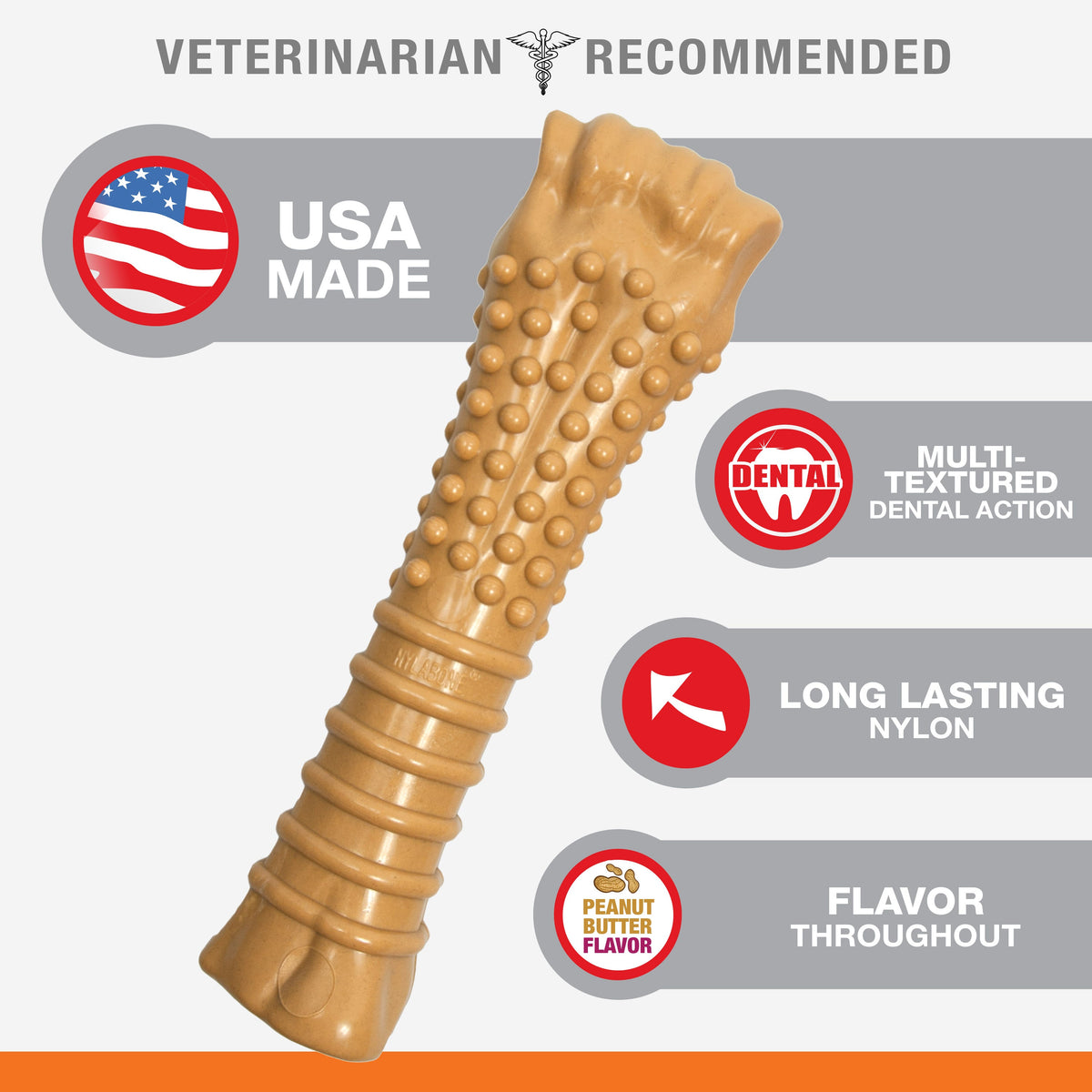 Nylabone Power Chew Textured Bone Peanut Butter XL