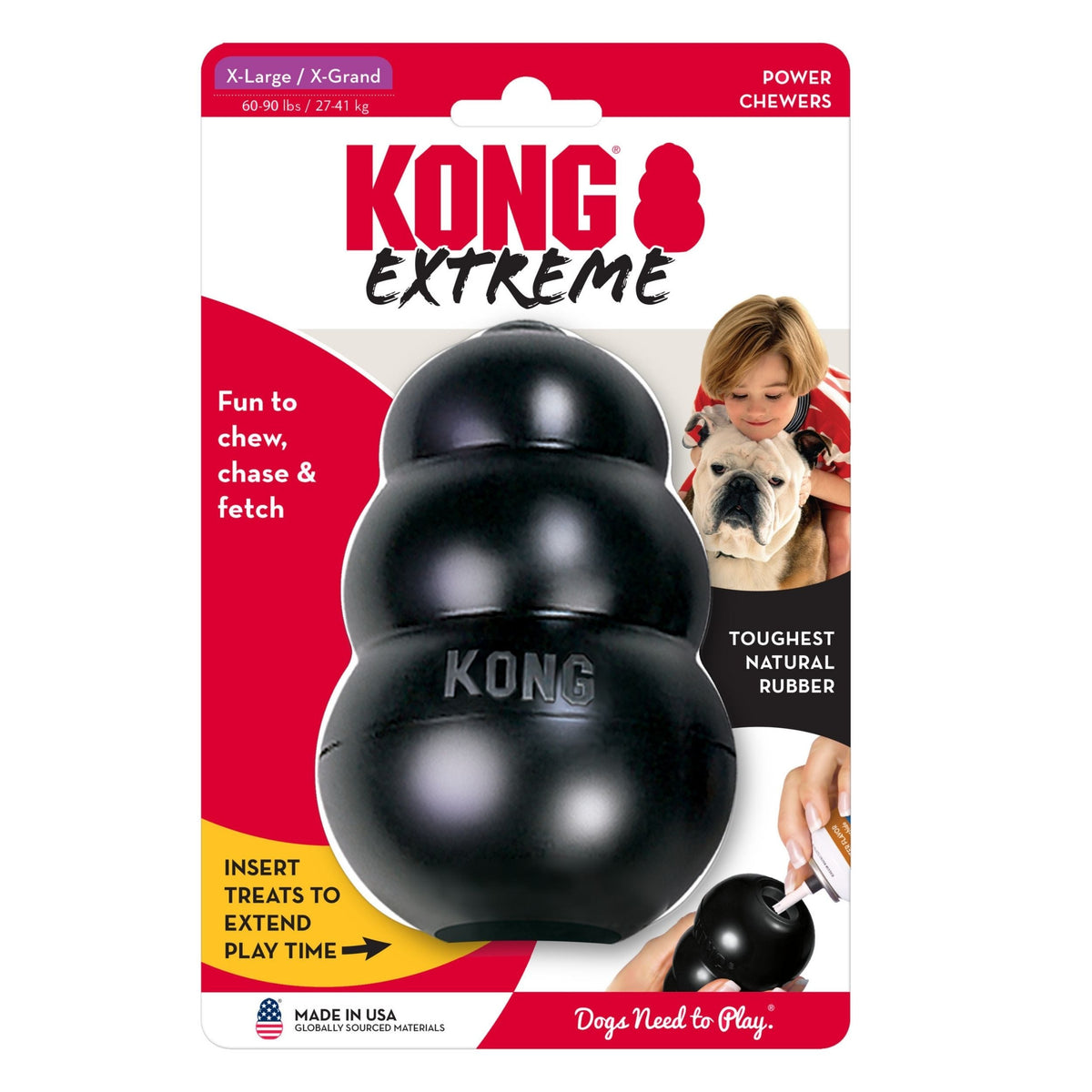 KONG Extreme Dog Toy – Black Rubber for Power Chewers – X-Large