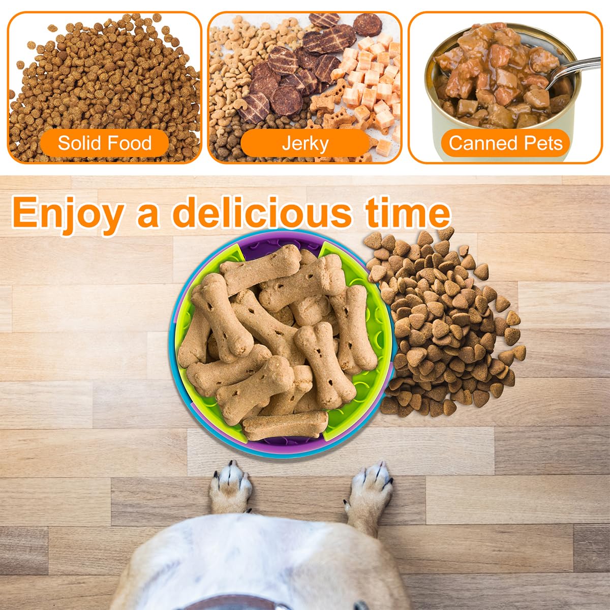 Works with dry food, jerky and canned food