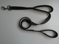 Black double handle reflective dog leash