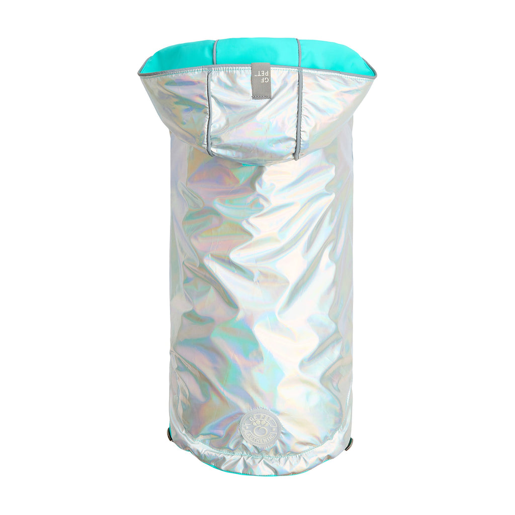 Reversible Raincoat - Neon Aqua with Iridescent
