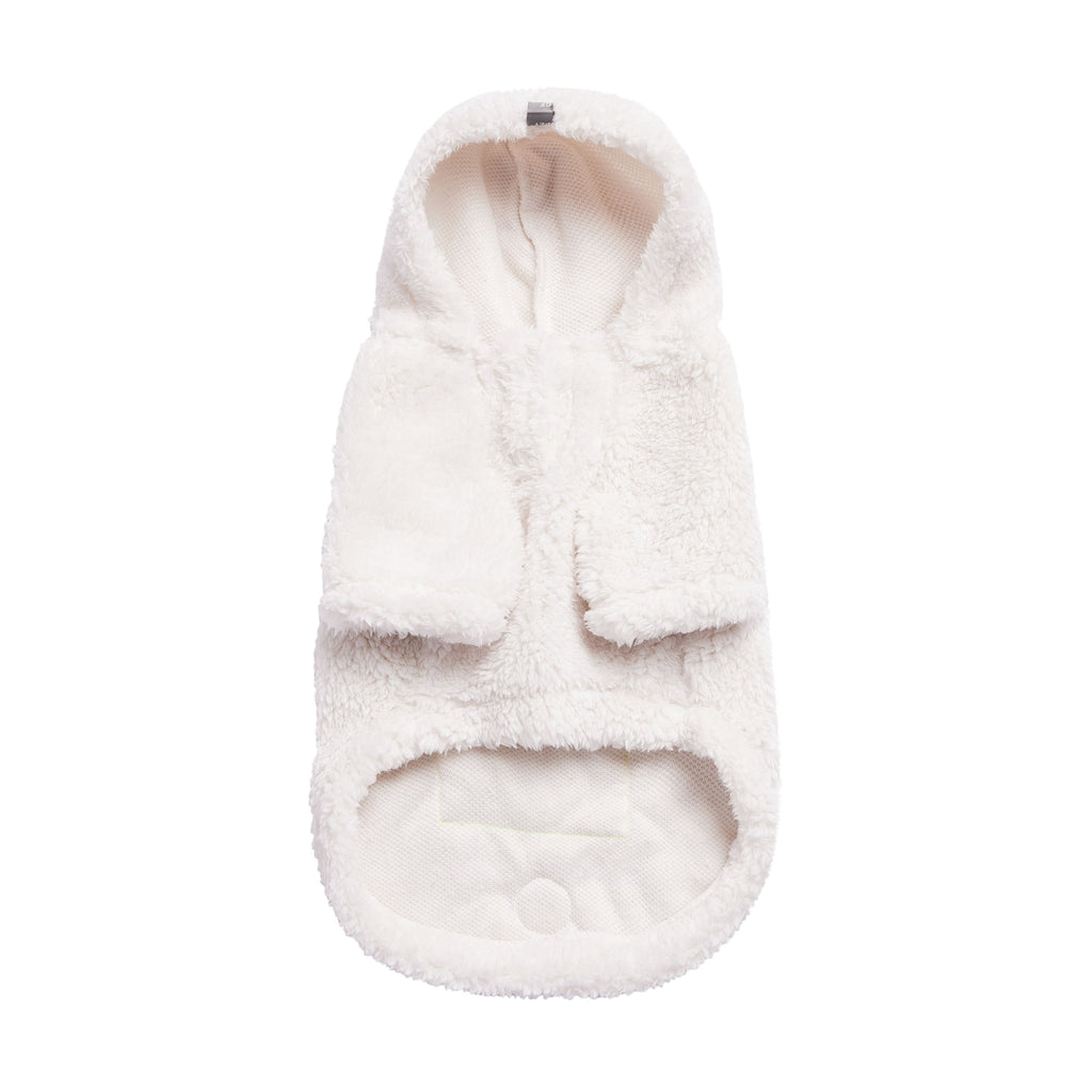 Cozy Sherpa Dog Hoodie – White