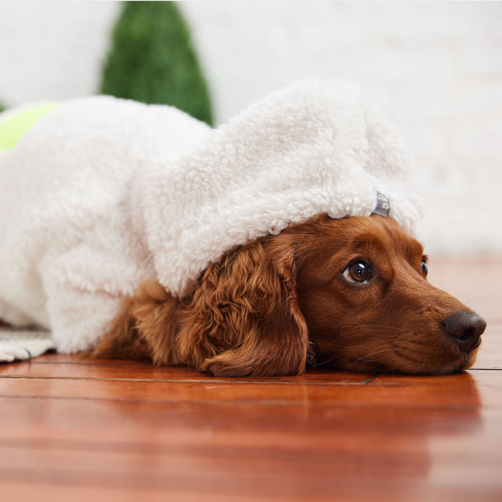 Cozy Sherpa Dog Hoodie – White