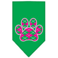 Mirage Pet Products 66-109 LGEG Argyle Paw Pink Screen Print Bandana E