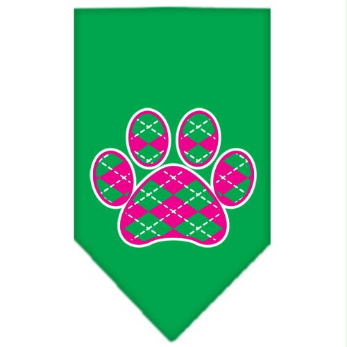 Mirage Pet Products 66-109 LGEG Argyle Paw Pink Screen Print Bandana E